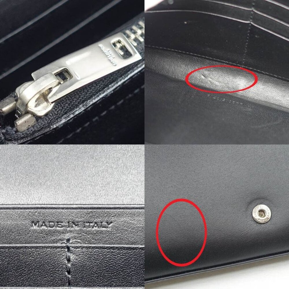 Saint Laurent Chain Wallet Leather Black Star Pattern Silver Hardware - Picture 8 of 9